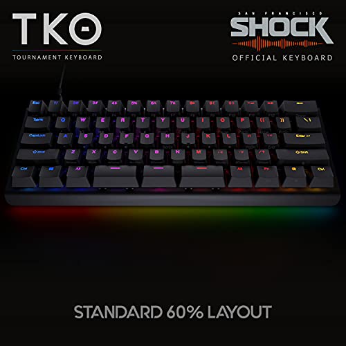 KINESIS Gaming Tko Mechanical Keyboard | Linear Red Switches | 60% Layout | Split Spacebar | Hotswap | Pbt Keycaps | Aluminum Body | Sf Shock Limited Edition Travel Case, USB-C
