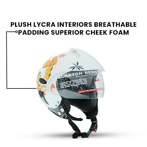 TVS Kids Helmet for Boys & Girls | Bike Helmet for Kids | Adjustable Helmets for Kids |Bicycle Kids Helmets |Size:3XS (500mm)|(White with Yellow)