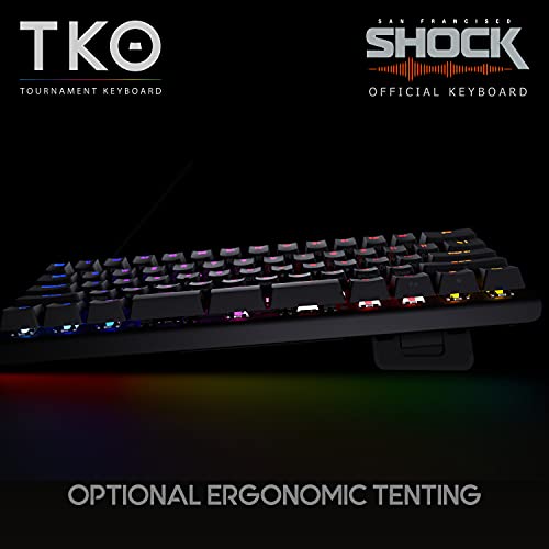 KINESIS Gaming Tko Mechanical Keyboard | Linear Red Switches | 60% Layout | Split Spacebar | Hotswap | Pbt Keycaps | Aluminum Body | Sf Shock Limited Edition Travel Case, USB-C