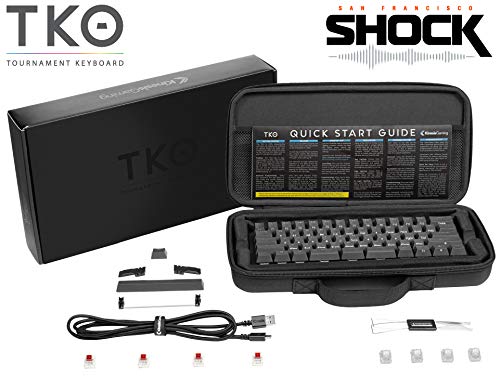 KINESIS Gaming Tko Mechanical Keyboard | Linear Red Switches | 60% Layout | Split Spacebar | Hotswap | Pbt Keycaps | Aluminum Body | Sf Shock Limited Edition Travel Case, USB-C