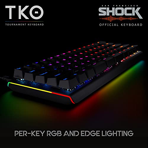 KINESIS Gaming Tko Mechanical Keyboard | Linear Red Switches | 60% Layout | Split Spacebar | Hotswap | Pbt Keycaps | Aluminum Body | Sf Shock Limited Edition Travel Case, USB-C