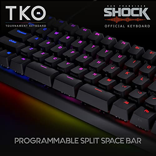 KINESIS Gaming Tko Mechanical Keyboard | Linear Red Switches | 60% Layout | Split Spacebar | Hotswap | Pbt Keycaps | Aluminum Body | Sf Shock Limited Edition Travel Case, USB-C