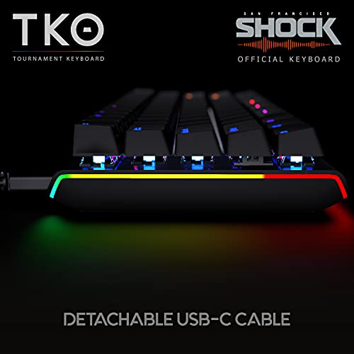 KINESIS Gaming Tko Mechanical Keyboard | Linear Red Switches | 60% Layout | Split Spacebar | Hotswap | Pbt Keycaps | Aluminum Body | Sf Shock Limited Edition Travel Case, USB-C