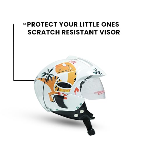 TVS Kids Helmet for Boys & Girls | Bike Helmet for Kids | Adjustable Helmets for Kids |Bicycle Kids Helmets |Size:3XS (500mm)|(White with Yellow)