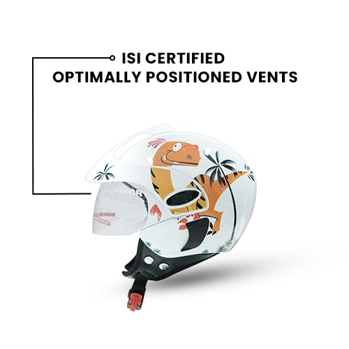 TVS Kids Helmet for Boys & Girls | Bike Helmet for Kids | Adjustable Helmets for Kids |Bicycle Kids Helmets |Size:3XS (500mm)|(White with Yellow)