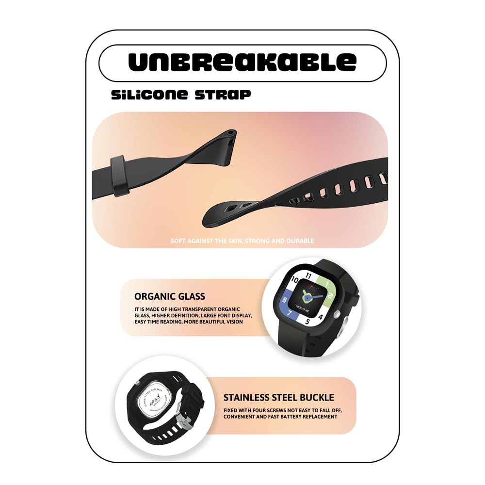 SPIKY Rectangle Analouge Wrist Watch for Kids Girls & Boys | Simple School Watch | Unbreakable Silicone Strap | Best Birthday Gift | Best Return Gift | Perfect for 3-12 Years