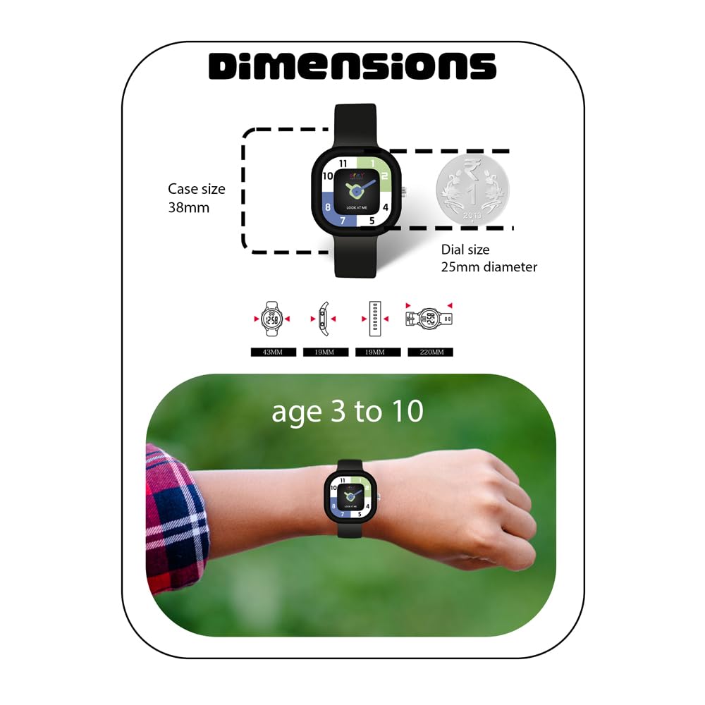 SPIKY Rectangle Analouge Wrist Watch for Kids Girls & Boys | Simple School Watch | Unbreakable Silicone Strap | Best Birthday Gift | Best Return Gift | Perfect for 3-12 Years