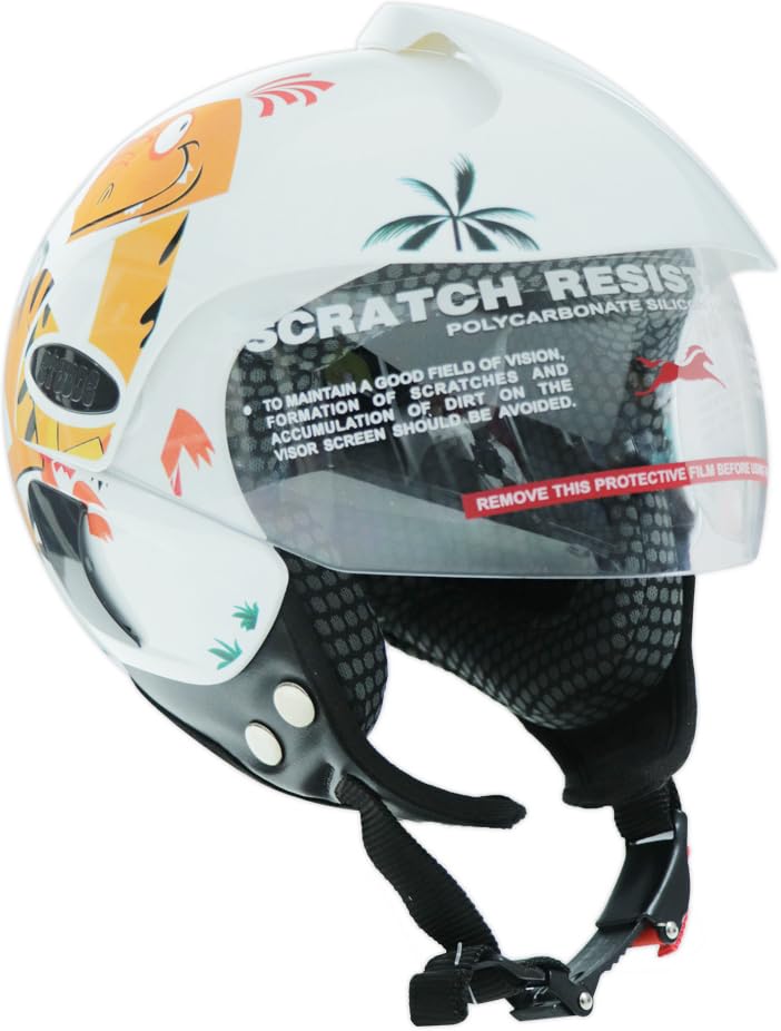 TVS Kids Helmet for Boys & Girls | Bike Helmet for Kids | Adjustable Helmets for Kids |Bicycle Kids Helmets |Size:3XS (500mm)|(White with Yellow)