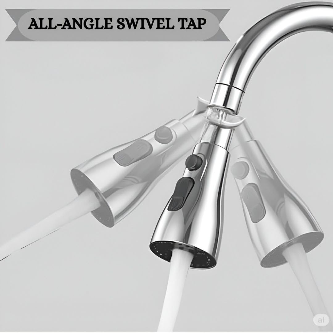 Misamo Enterprise Kitchen Faucet Extender, Chrome Plated, 3-Mode Spray Head, Flexible Extension