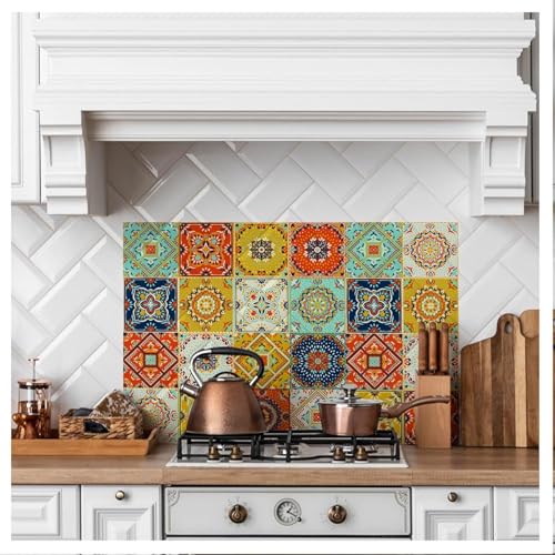 TEKCOOL 60CM X 200CM Kitchen Wallpaper Oil Proof,Waterproof self-Adhesive Wall Stickers for Kitchen Anti-Mold and Heat Resistant Aluminium Backsplash Wallpaper (Grey flower-1pc)