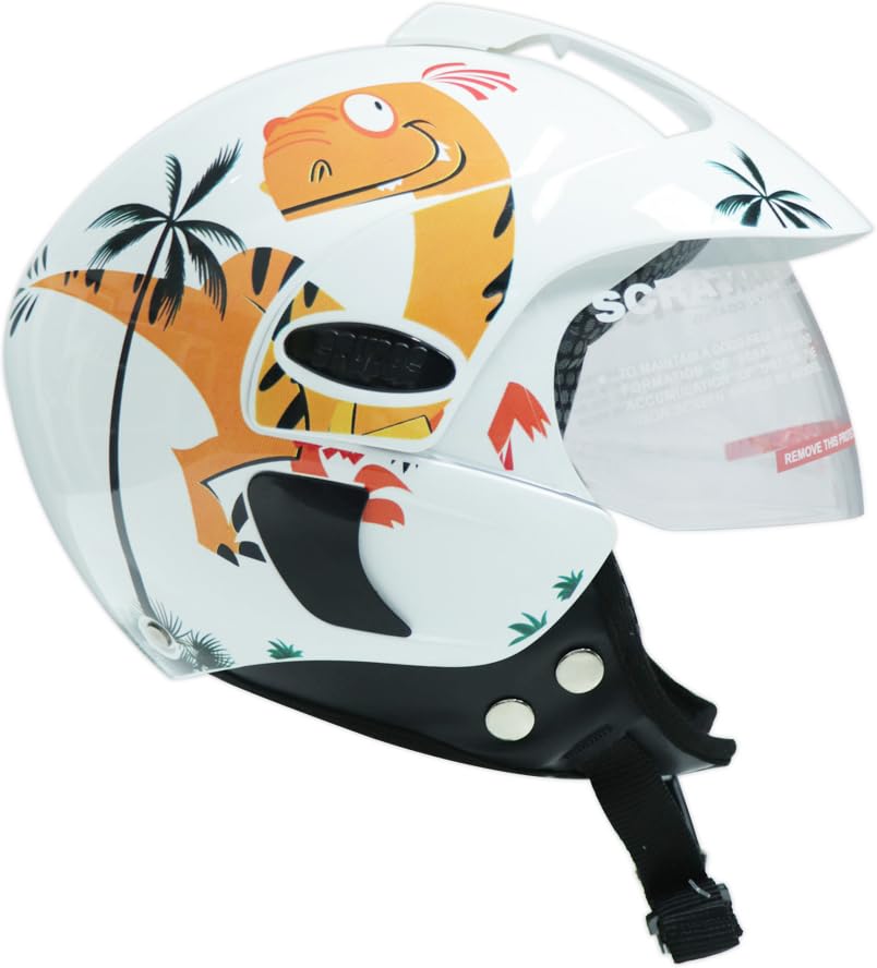 TVS Kids Helmet for Boys & Girls | Bike Helmet for Kids | Adjustable Helmets for Kids |Bicycle Kids Helmets |Size:3XS (500mm)|(White with Yellow)