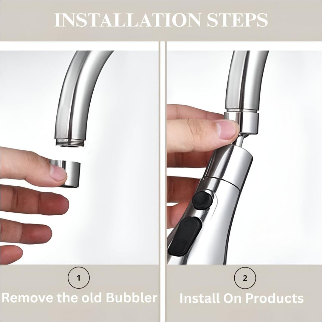 Misamo Enterprise Kitchen Faucet Extender, Chrome Plated, 3-Mode Spray Head, Flexible Extension