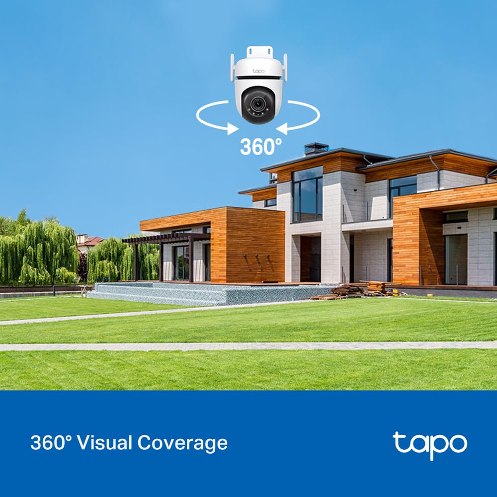 Tapo C520WS 2K QHD 4MP Outdoor Pan/Tilt Security Smart Wi-Fi Camera,IP66 Weatherproof, AI Detection,360° Visual Coverage,Starlight Colour Night Vision, Works with Alexa&Google Home