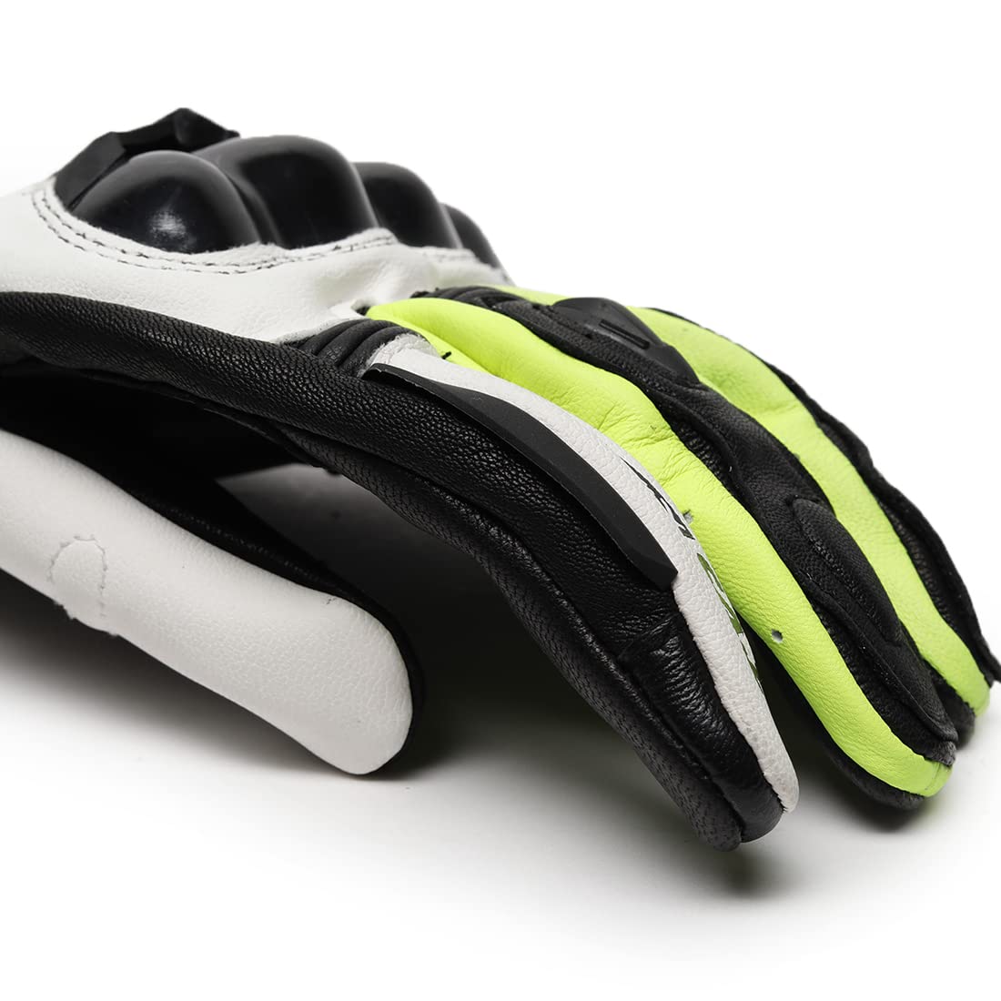 TVS Racing Race Riding Gloves for Men-Thermo-Plastic Rubber Protected, Touch Screen Compatible, & Visor Wiper Fingertips-Premium Bike Gloves for Off Roads (Black & Neon-M)