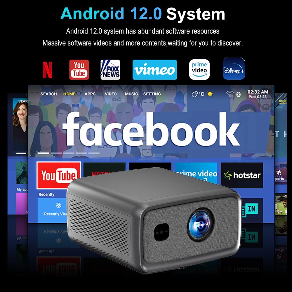 【1st Real HDR10+/HLG, Android 12 3GB RAM 128GB, 34000 Lumens & HDMI ARC】 TOPTRO Legend Pro Max 1080p Native Projector 4K Ultra HD True Support, Auto Focus+Keystone WiFi, YouTube Hotstar Prime Netflix