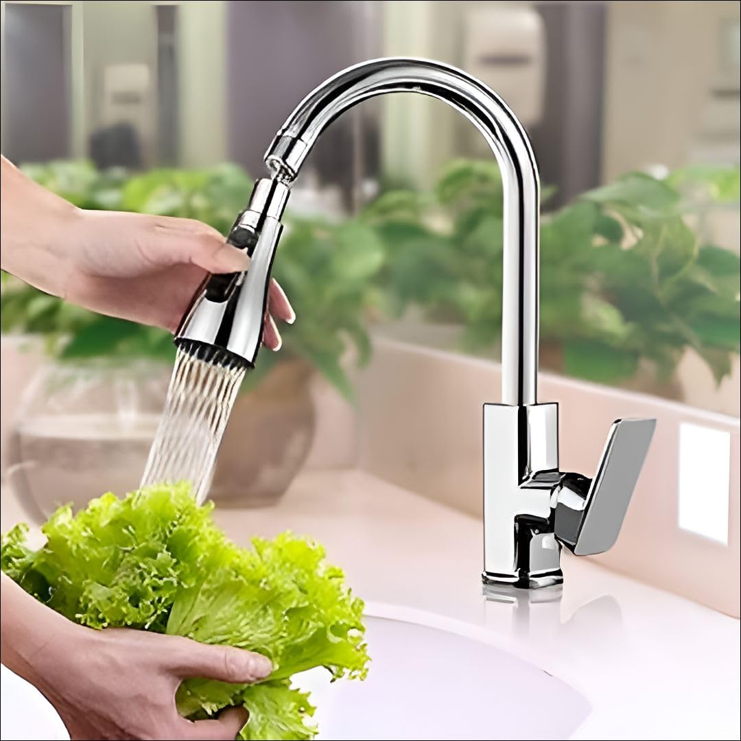 Misamo Enterprise Kitchen Faucet Extender, Chrome Plated, 3-Mode Spray Head, Flexible Extension