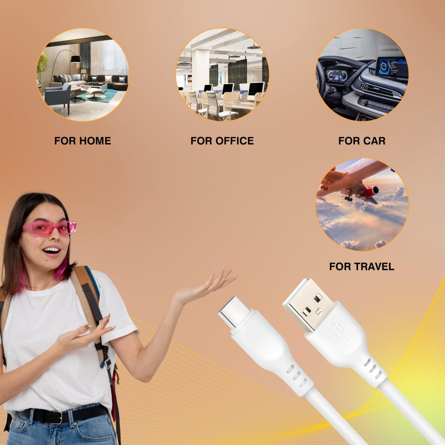 ERD UC-230 USB Type-C Metal Data Cable, 35W Fast Charging, High-Speed Data Transfer, Durable, High Strength with 5mm OD cable, 1m Long, Compatible with Android Devices, Tablets, White