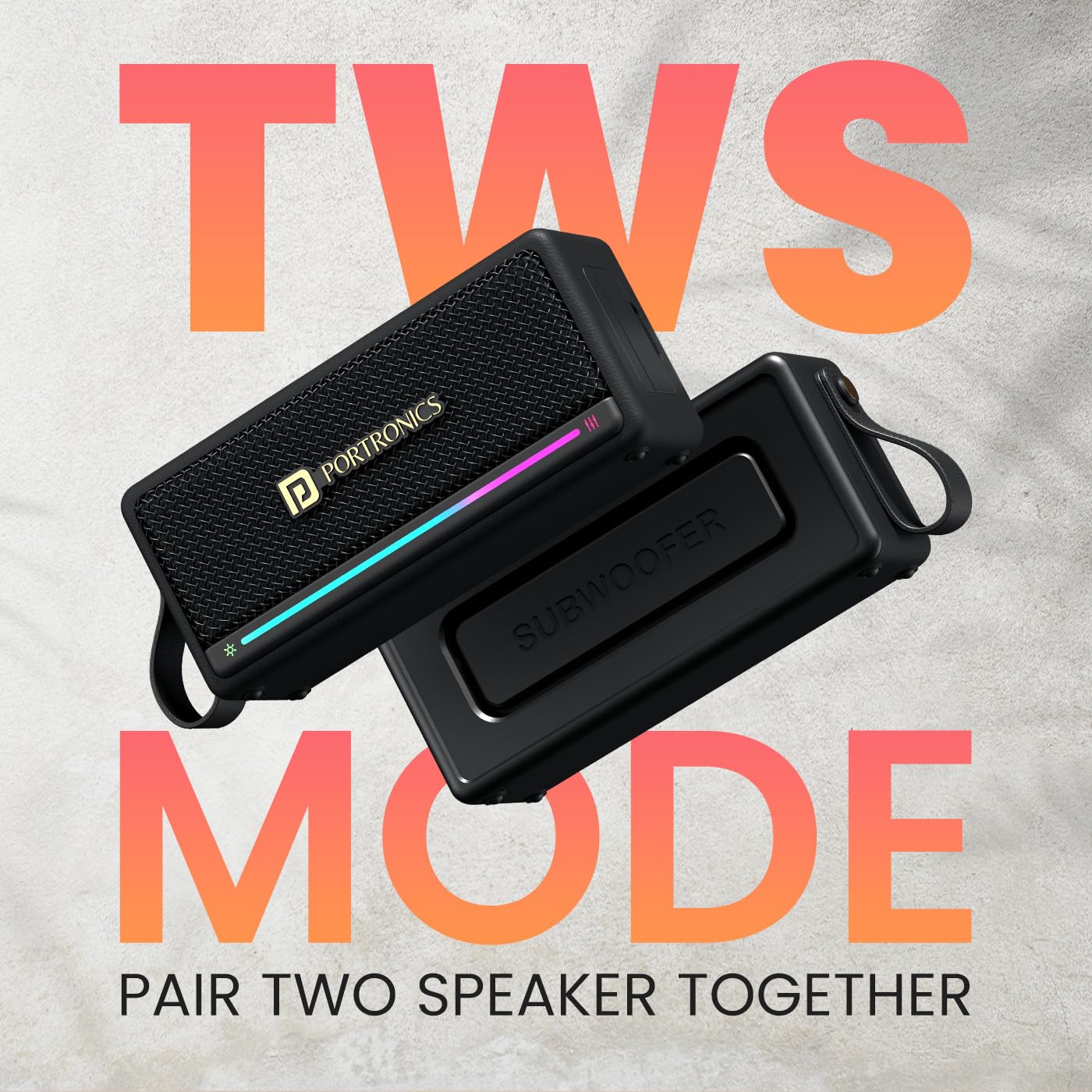 Portronics Harmony Mini 25W HD Premium Portable Bluetooth Speaker with Subwoofer, EQ Adjustment, 6 Hours Playtime, in-Built Mic,TWS Mode,RGB Lights, Bluetooth V5.3, Type C Fast Charging(Black)