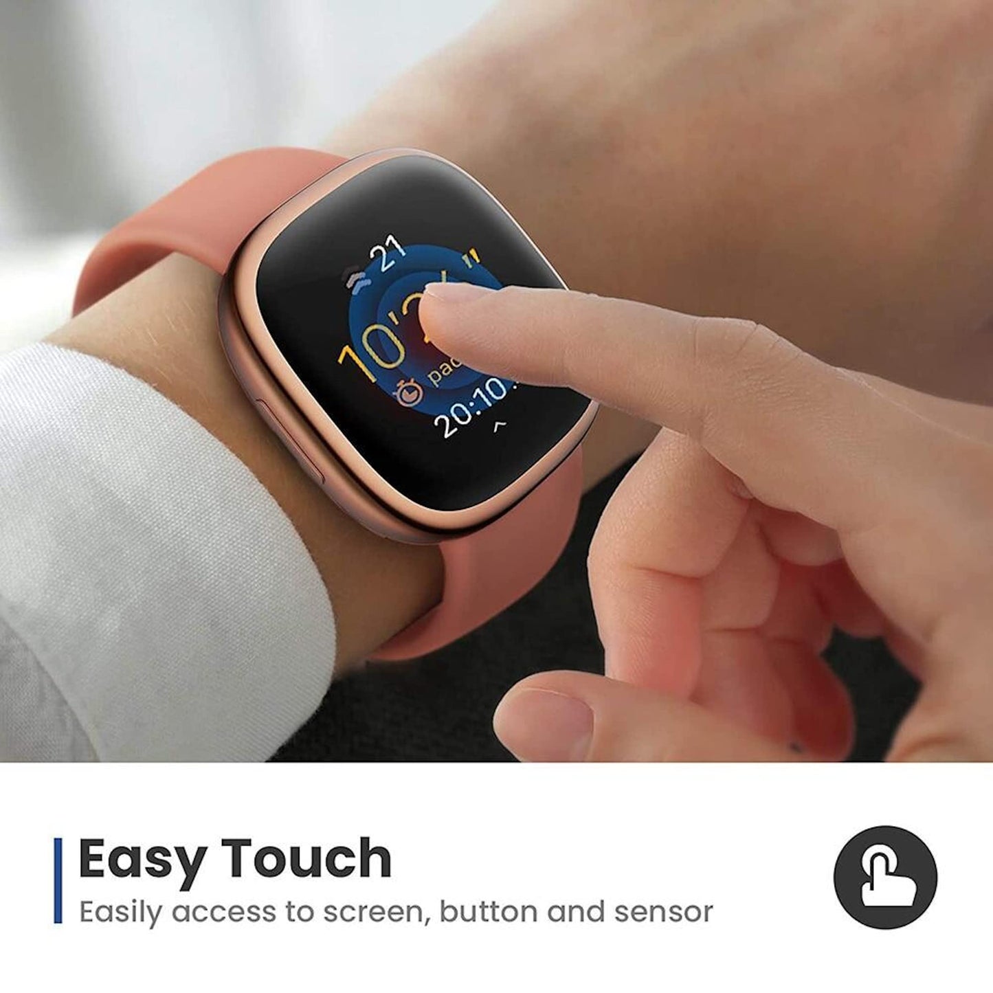 NOTYEX Soft Screen Protector Case Compatible with Fitbit Sense/Versa 3, TPU Protective Screen Cover Saver Bumper Accessories for Fitbit Versa 3 / Sense Smartwatch for Men Women (Rose Gold, Thin)
