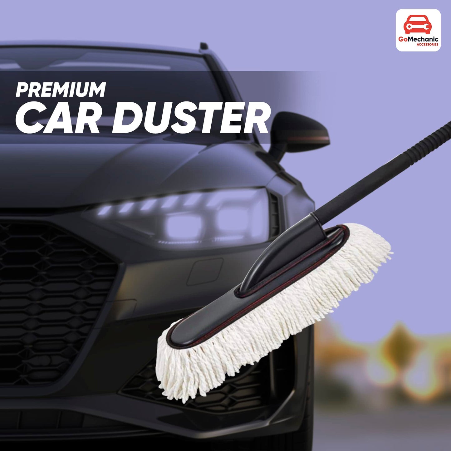 GoMechanic Cleaning Brush with Super Soft Microfiber Duster with Handle for Exterior & Interior Cleaning and Dusting Accessories for Car & Home.