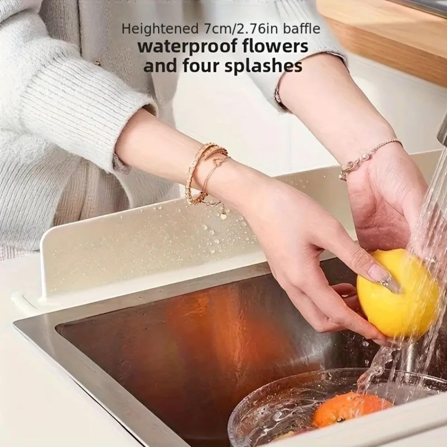 Silicone Sink Splash Guard – Waterproof Countertop Protector for Kitchen & Bathroom, 1 Pcs Anti-Splash Faucet Guard, Heat-Resistant Stove Counter Gap Cover, Easy Install Water Blocking Strip