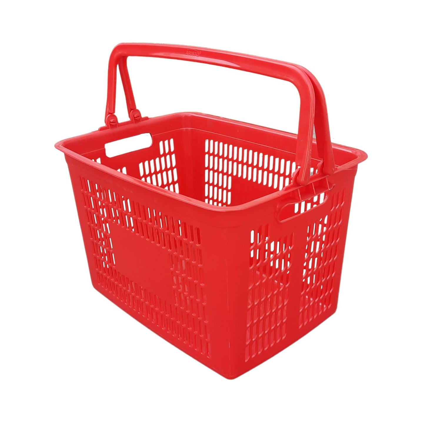Singhal Super Market Grocery Vegetable Portable Plastic Shopping Rectangular Basket with Handle (Red)