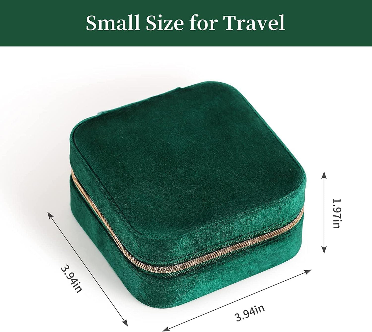 SAJANI Mini Velvet Travel Jewelry Storage Case, Jewelry Organizer Box For Girls & Women, Small Jewelry Organiser Storage For Rings, Earrings, Necklace, Bracelets (Pack Of 1) (Green)