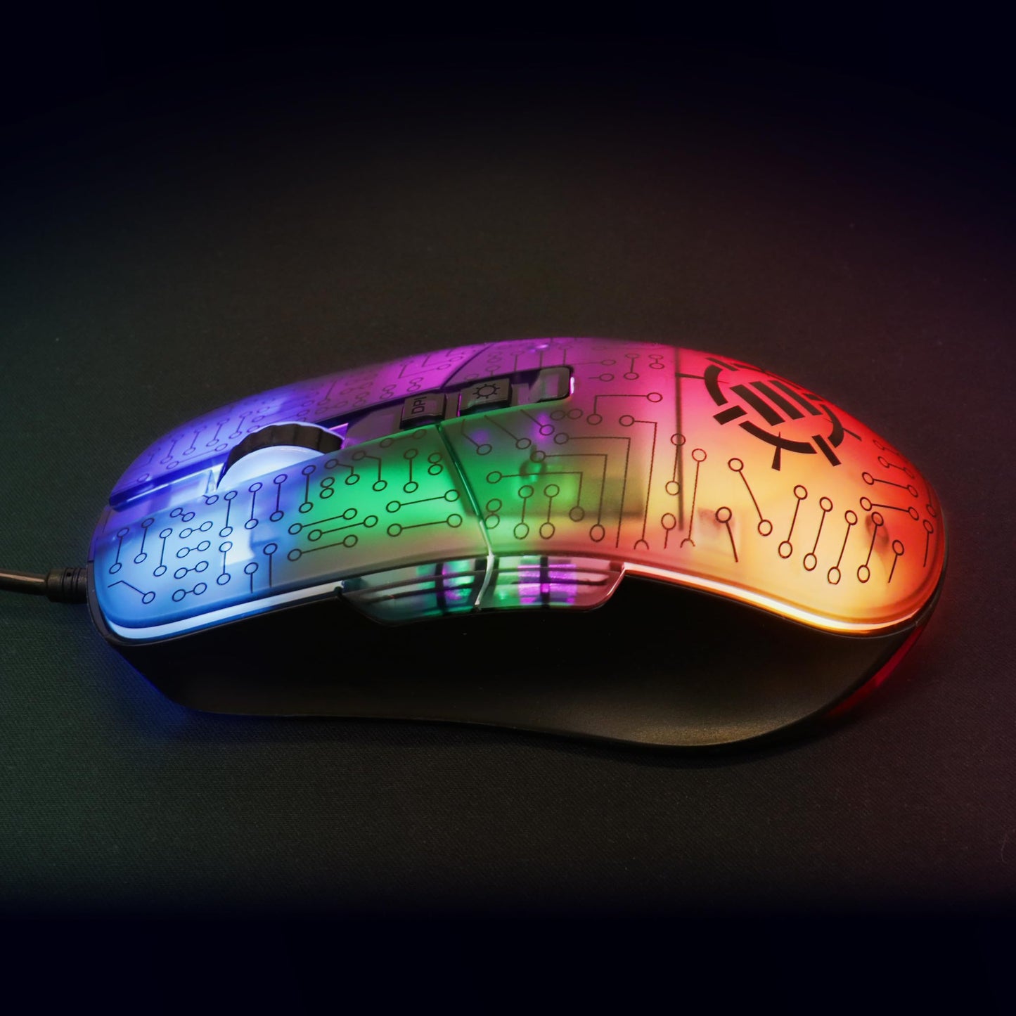 ENHANCE Voltaic 2 Gaming Mouse - Computer Mouse with 7 Programmable Buttons, Adjustable 7000 DPI, 13 Color Modes, Ergonomic Mouse with a Clear, Circuit Design - Wired Mouse for PC, Software Included