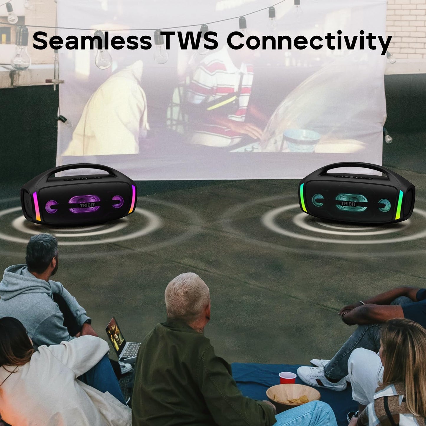 Tribit StormBox Blast 2 Bluetooth Speaker, 200W Portable Speaker with Subwoofer, XBass, LED Lights, Bluetooth 5.4, IP67, Custom EQ, 30H Playtime, Karaoke Function - Perfect for Outdoor Party/Garden