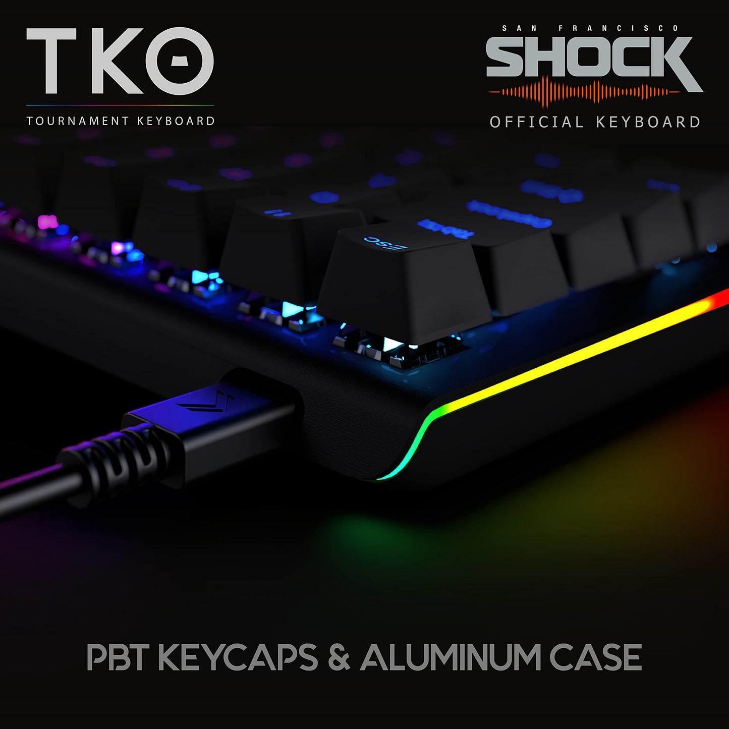 KINESIS Gaming Tko Mechanical Keyboard | Linear Red Switches | 60% Layout | Split Spacebar | Hotswap | Pbt Keycaps | Aluminum Body | Sf Shock Limited Edition Travel Case, USB-C