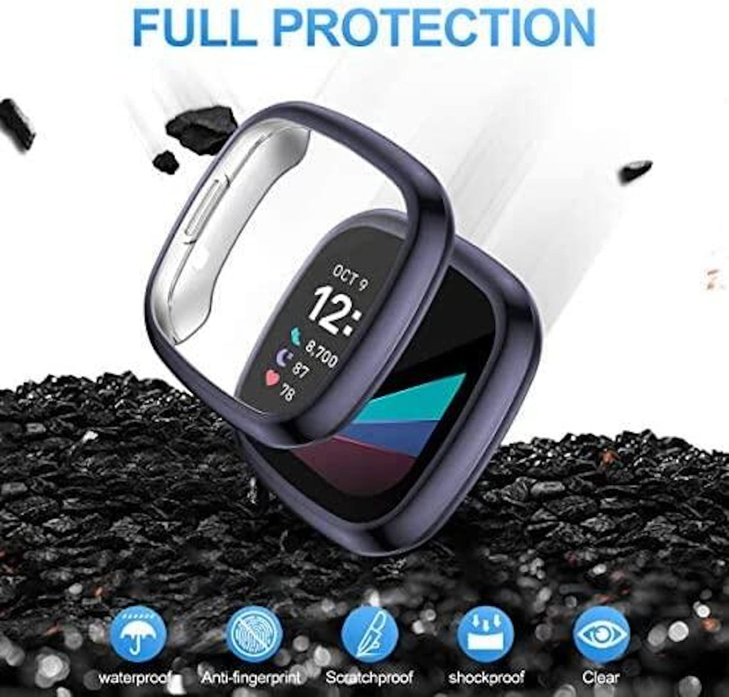 NOTYEX Soft Screen Protector Case Compatible with Fitbit Sense/Versa 3, TPU Protective Screen Cover Saver Bumper Accessories for Fitbit Versa 3 / Sense Smartwatch for Men Women (Rose Gold, Thin)