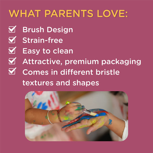 dabble Chubby ?Synthetic Paint Brush Set | Easy to Grasp | Eco-Friendly Paint Brushes for Toddlers | Ergonomically Designed Wooden Handles Bristles | for Ages 2.5+