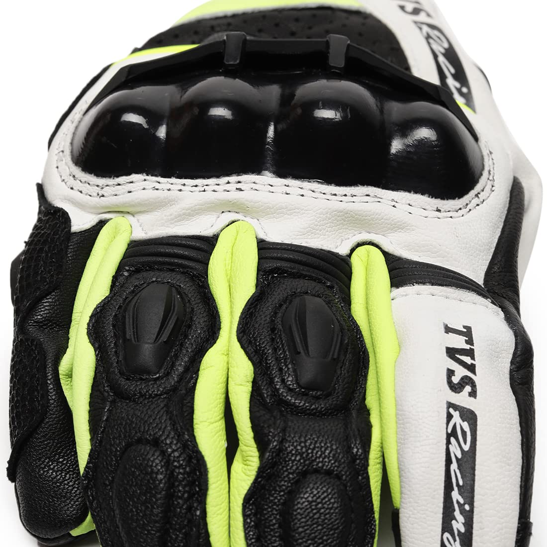 TVS Racing Race Riding Gloves for Men-Thermo-Plastic Rubber Protected, Touch Screen Compatible, & Visor Wiper Fingertips-Premium Bike Gloves for Off Roads (Black & Neon-M)