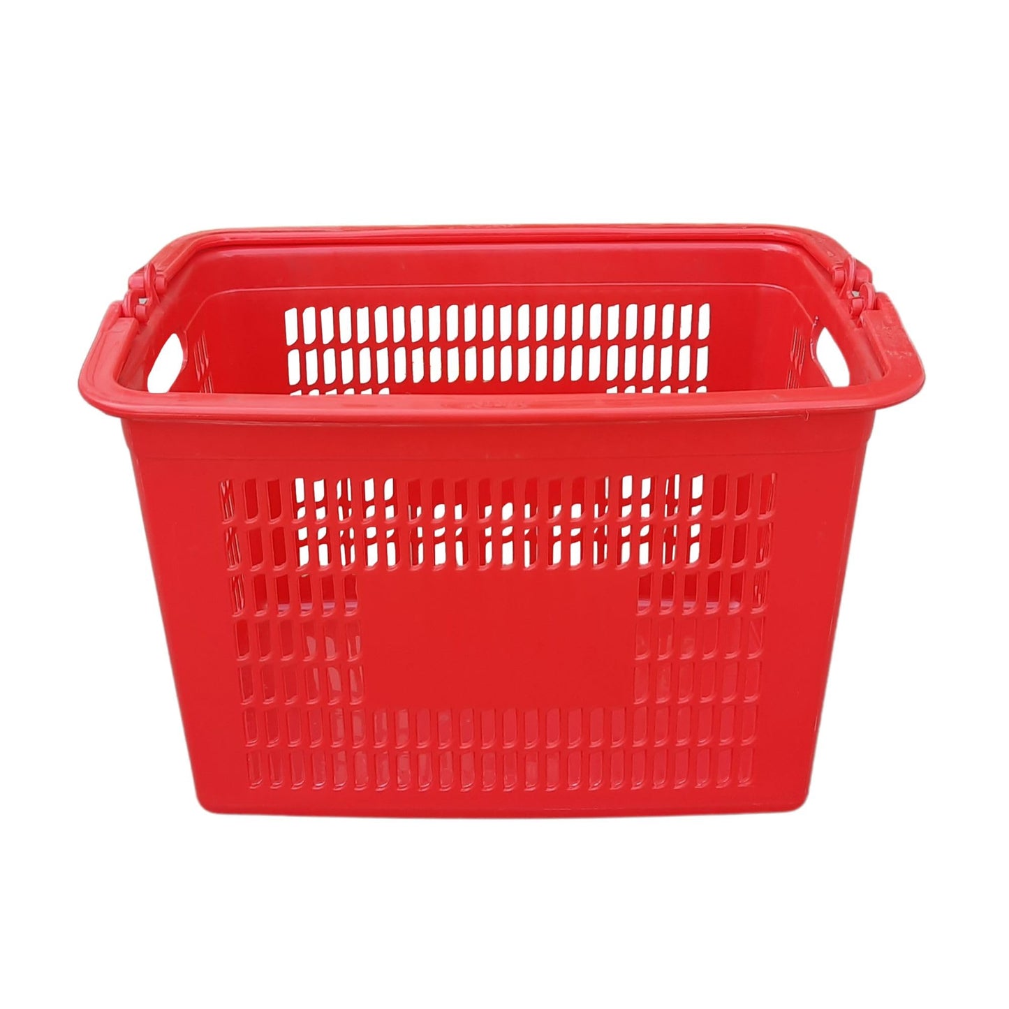 Singhal Super Market Grocery Vegetable Portable Plastic Shopping Rectangular Basket with Handle (Red)