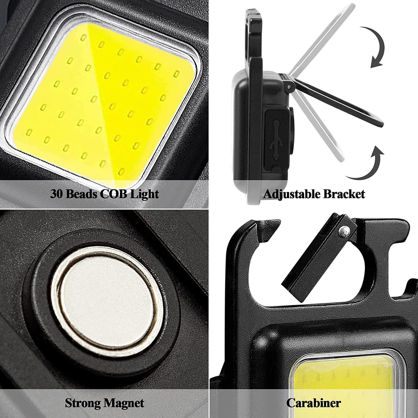 Desidiya® 800 Lumen Rechargeable COB Keychain Work Light with 3 Lighting Modes, Magnetic Base, Keyring LED Torch Keychain Flashlights Mini Work Light for Workshop, Repairing, Emergency