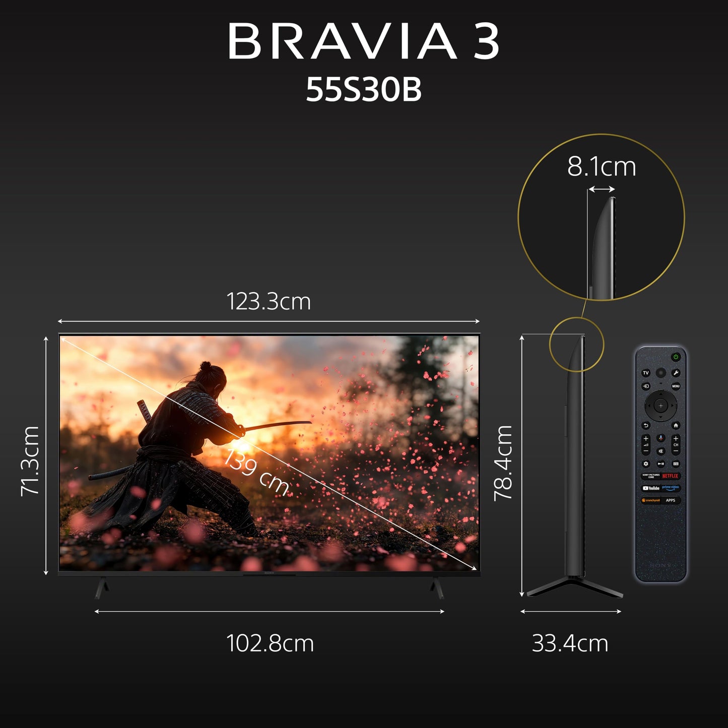 Sony BRAVIA 3 Series 139 cm (55 inches) 4K Ultra HD AI Smart LED Google TV K-55S30B (Black)-2 Years Warranty for Limited Period