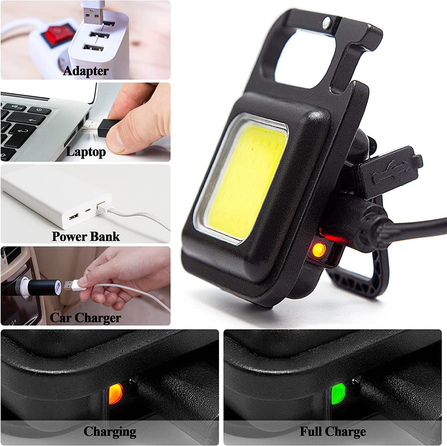 Desidiya® 800 Lumen Rechargeable COB Keychain Work Light with 3 Lighting Modes, Magnetic Base, Keyring LED Torch Keychain Flashlights Mini Work Light for Workshop, Repairing, Emergency