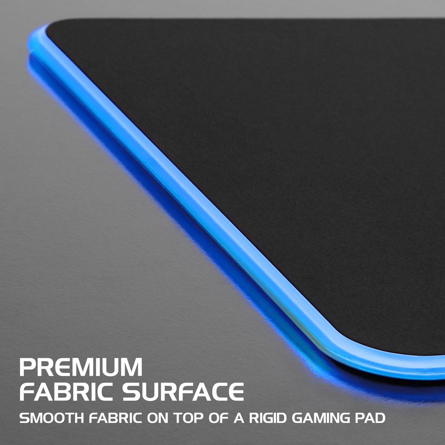 ENHANCE Large LED Gaming Mouse Pad with Soft Fabric Surface - Hard Mouse Mat with 7 RGB Colors & 2 Lighting Effects , Brightness Controls , & Precision Tracking for Esports - Black Fabric