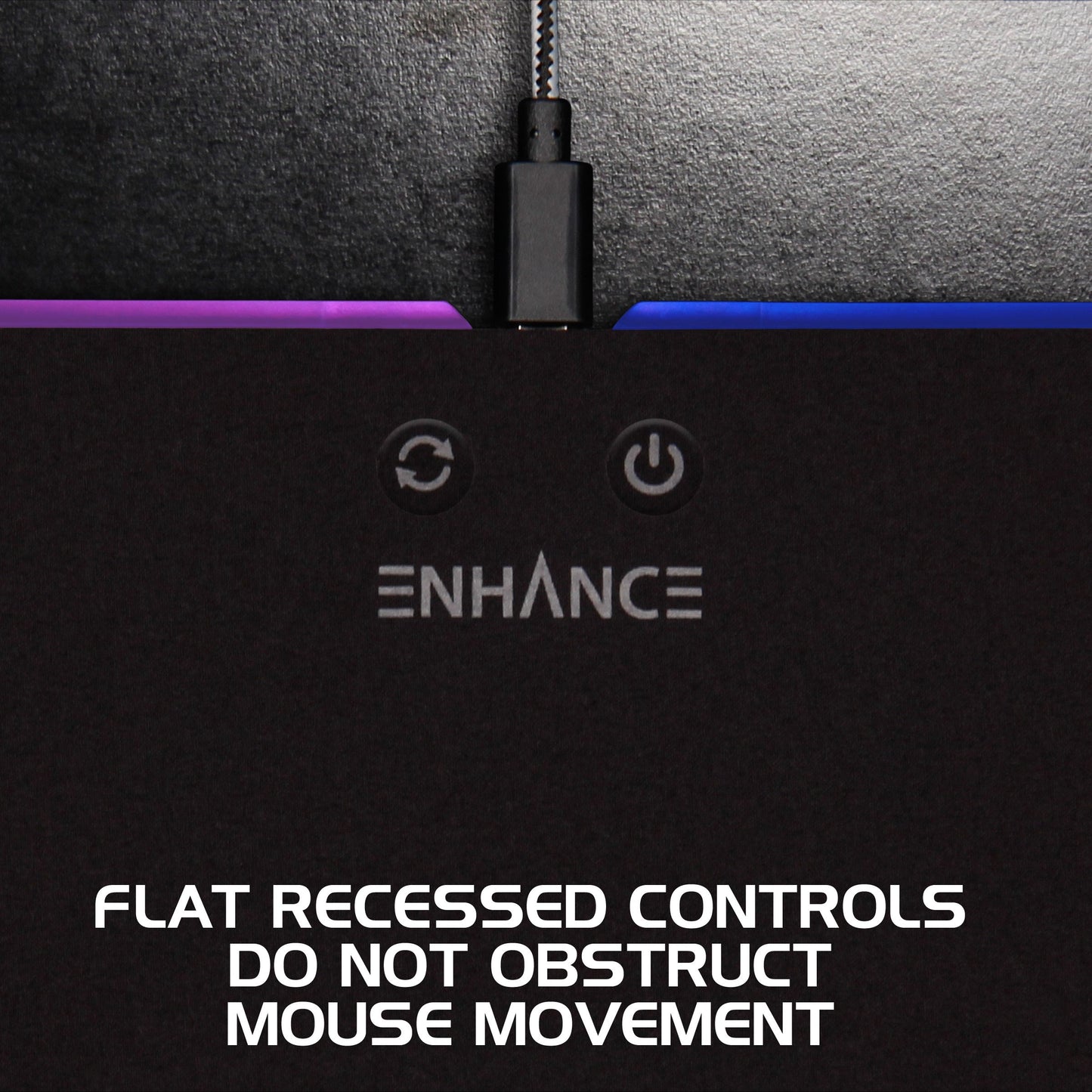 ENHANCE Large LED Gaming Mouse Pad with Soft Fabric Surface - Hard Mouse Mat with 7 RGB Colors & 2 Lighting Effects , Brightness Controls , & Precision Tracking for Esports - Black Fabric