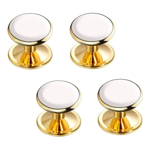 VAMA Fashions Gold Plated Cufflinks Tuxedo Shirt Blazer Suit Sherwani Coat Cuff Links Studs Kurta Buttons for Men (White Kurta Button)