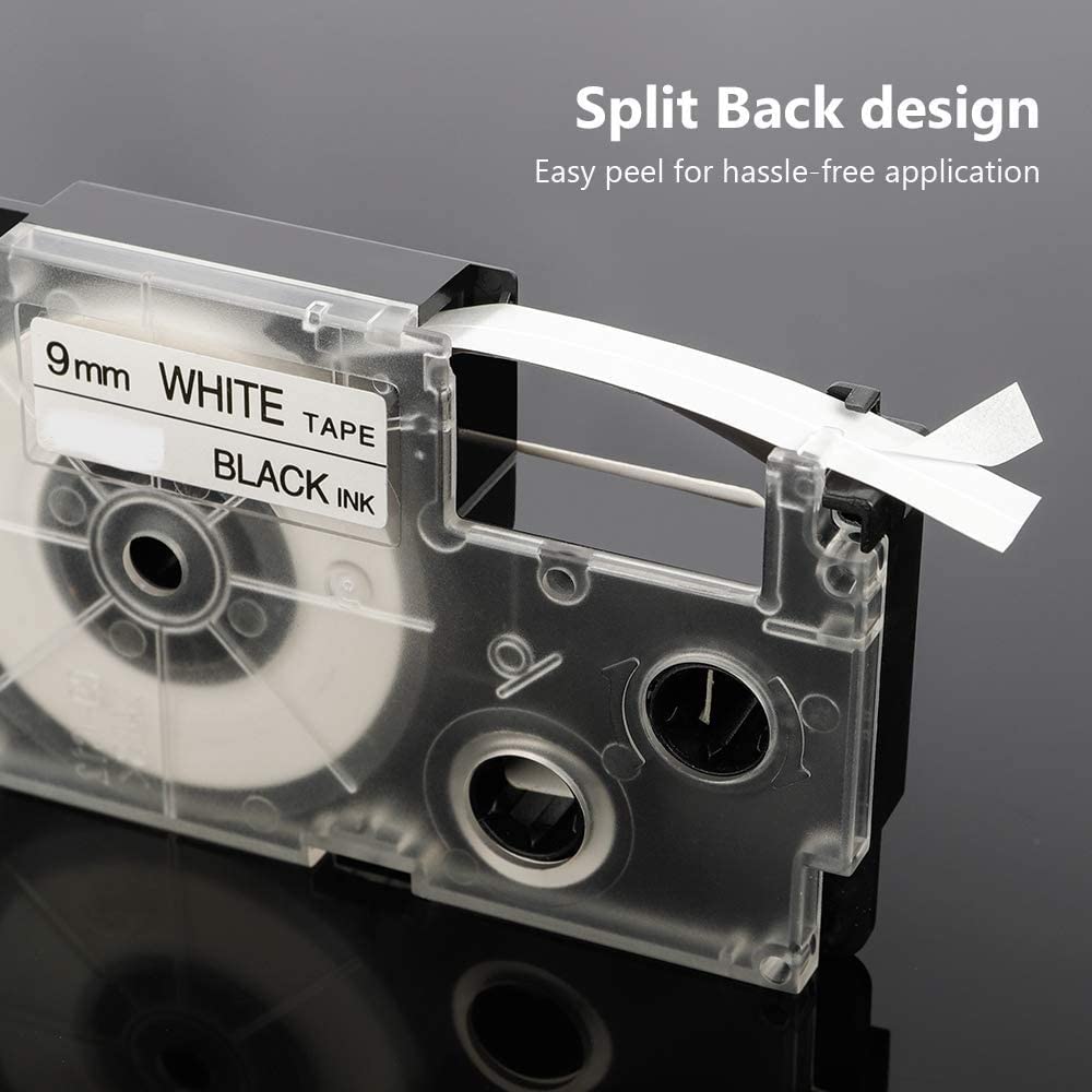 LIVYU LIFE 9mm Label Printer Tape Compatible Label Tape Replacement for Casio KL-120, KL-60, KL-820, KL-7400, KL-G2, KL-HD1 Ez Label Maker, (Black Ink on White Tape -9 mm x 8m-1 Pcs), 1 Label