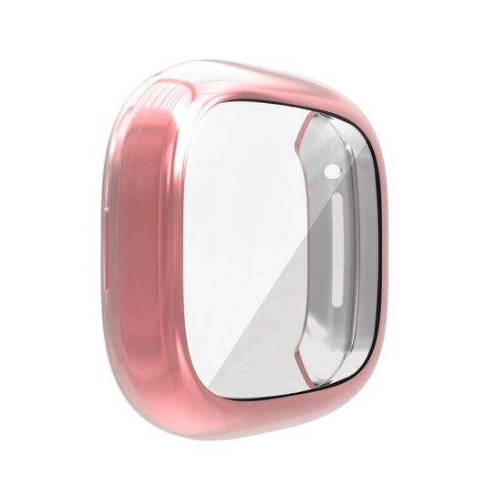 NOTYEX Soft Screen Protector Case Compatible with Fitbit Sense/Versa 3, TPU Protective Screen Cover Saver Bumper Accessories for Fitbit Versa 3 / Sense Smartwatch for Men Women (Rose Gold, Thin)