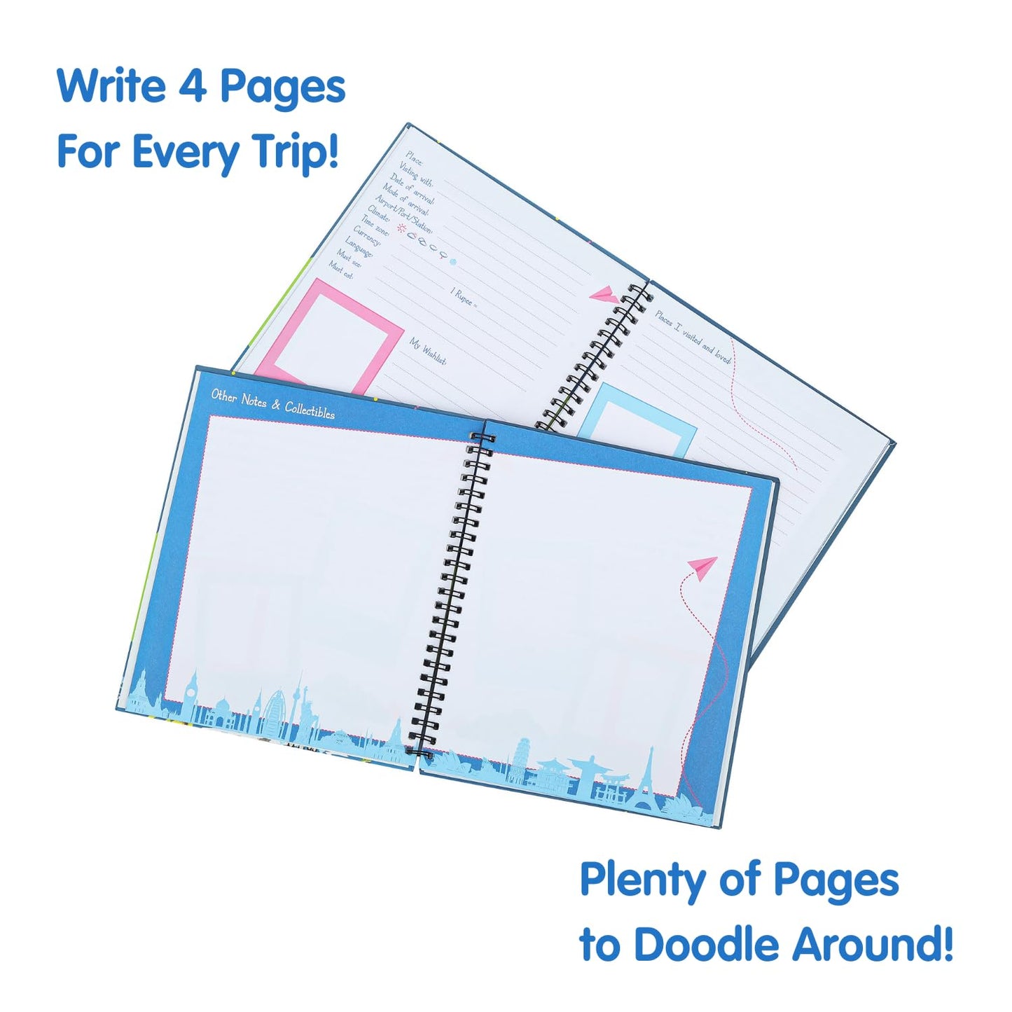 CocoMoco Kids Travel Scrapbook with Stickers for Ages 5-7 Years, 8-10 Years, 11-14 Year Old Boys and Girls (Single Pack)