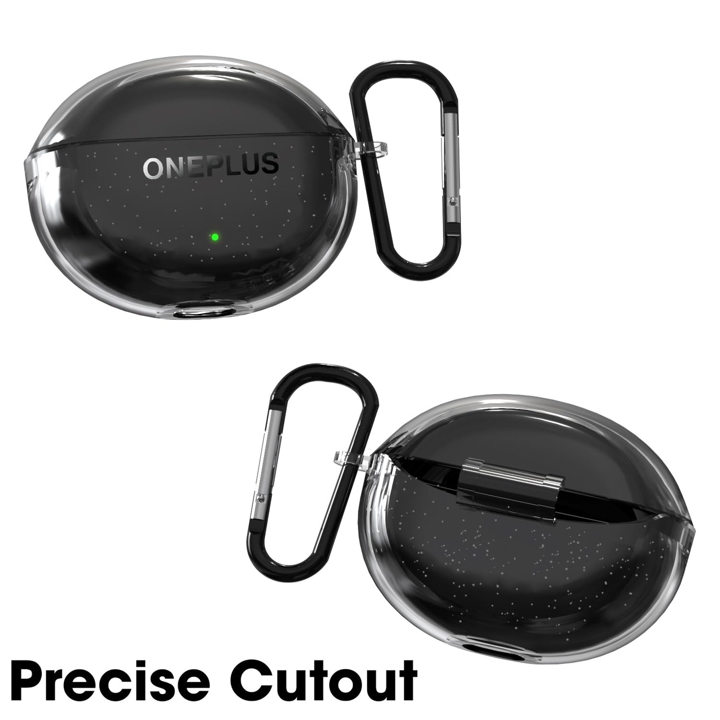 Sounce Earphone Case Cover Compatible for OnePlus Nord Buds 3, OnePlus Nord Buds 3 Pro Soft Silicone Skin Case Cover Shock-Absorbing Protective Case with Keychain [Front LED Visible] (Transparent)