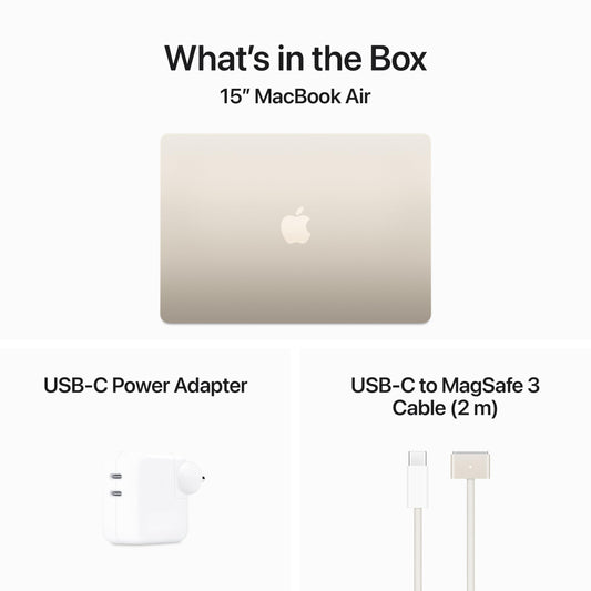 Apple 2024 MacBook Air 15″ Laptop with M3 chip: 38.91 cm (15.3″) Liquid Retina Display, 16GB Unified Memory, 512GB SSD Storage, Backlit Keyboard, 1080p FaceTime HD Camera, Touch ID- Starlight