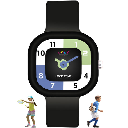 SPIKY Rectangle Analouge Wrist Watch for Kids Girls & Boys | Simple School Watch | Unbreakable Silicone Strap | Best Birthday Gift | Best Return Gift | Perfect for 3-12 Years
