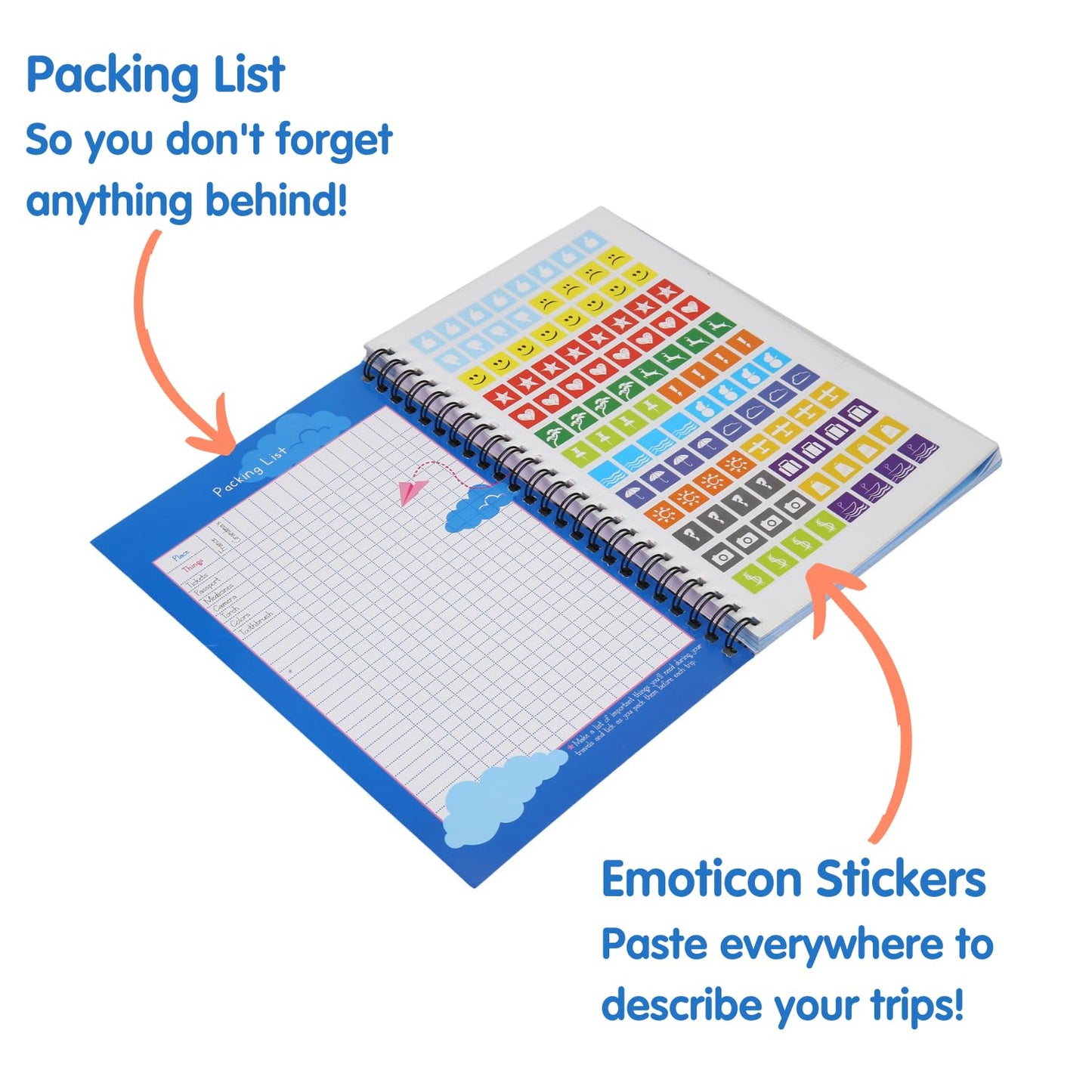 CocoMoco Kids Travel Scrapbook with Stickers for Ages 5-7 Years, 8-10 Years, 11-14 Year Old Boys and Girls (Single Pack)