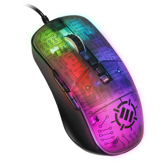 ENHANCE Voltaic 2 Gaming Mouse - Computer Mouse with 7 Programmable Buttons, Adjustable 7000 DPI, 13 Color Modes, Ergonomic Mouse with a Clear, Circuit Design - Wired Mouse for PC, Software Included