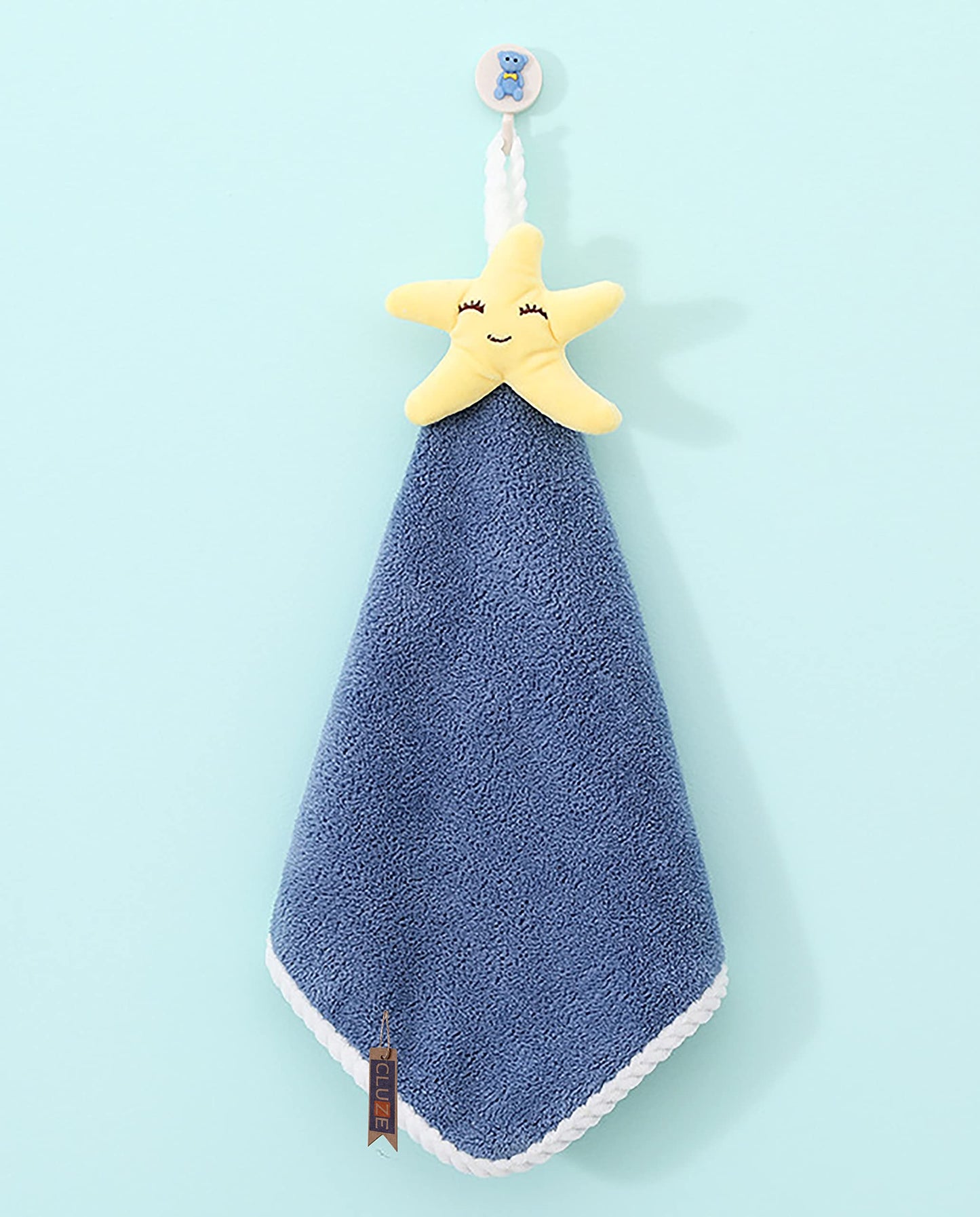 CLUZE Super Soft Cute Hanging Hand Towel for Kitchen and Bathroom | Ultra Absorbent Thick Coral Velvet Hand Towels with Hanging Loop Fast Drying Microfiber 38”x25 (Pack of 2)