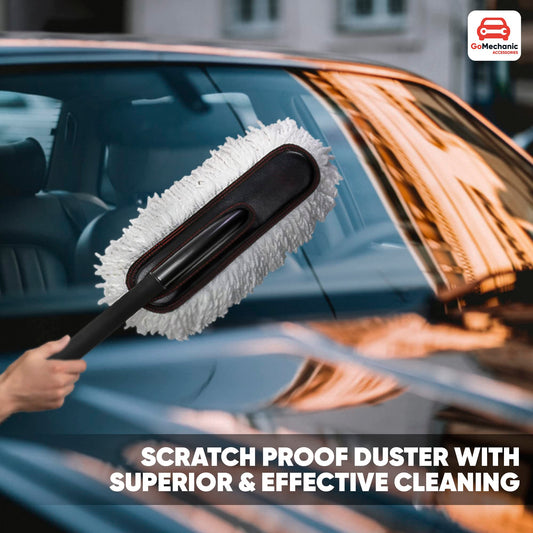 GoMechanic Cleaning Brush with Super Soft Microfiber Duster with Handle for Exterior & Interior Cleaning and Dusting Accessories for Car & Home.